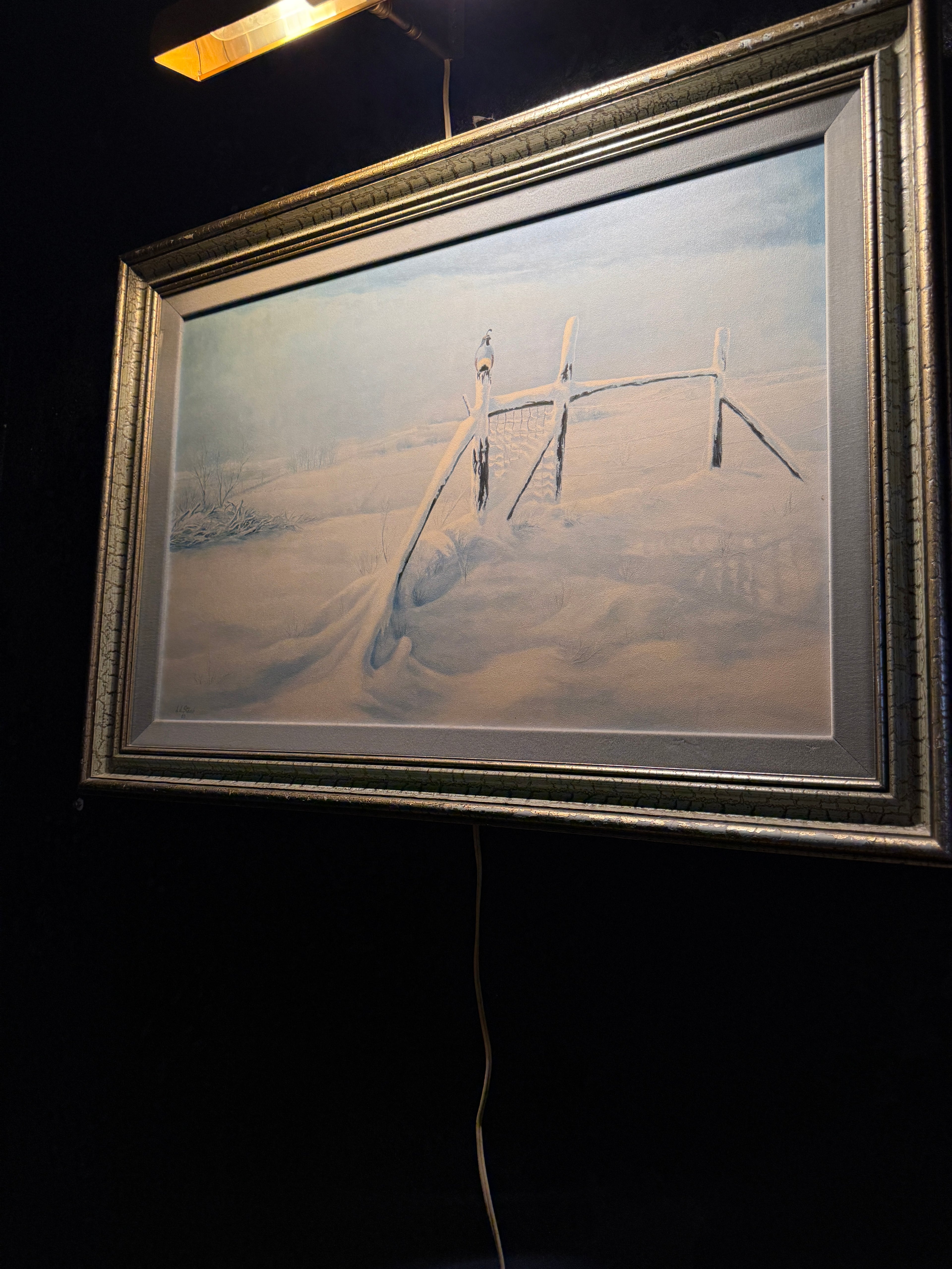 The Little Sundowner (1989) — Oil on Canvas Winter Landscape by David D. Stark