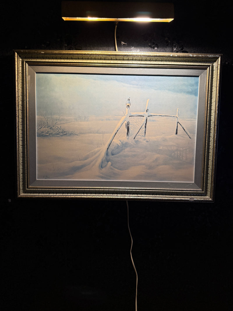 The Little Sundowner (1989) — Oil on Canvas Winter Landscape by David D. Stark