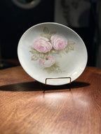 Hand-Painted Rose Plate Signed "Lois" | Vintage Porcelain Floral Wall Art c.1910–1930