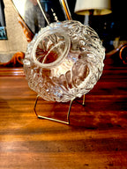 Anchor Hocking Pressed-Glass Rose Bowl (c. 1930s–1950s) — Leaf & Petal Swirl Pattern, Clear Sculptural Glass
