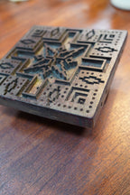Antique Indian Dabu Mud-Resist Printing Block — Bold Geometric Star &amp; Fret, Bagru, Rajasthan, c. Early 20th Century (or Earlier)