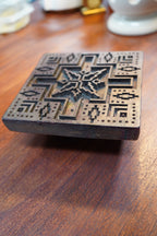 Antique Indian Dabu Mud-Resist Printing Block — Bold Geometric Star &amp; Fret, Bagru, Rajasthan, c. Early 20th Century (or Earlier)