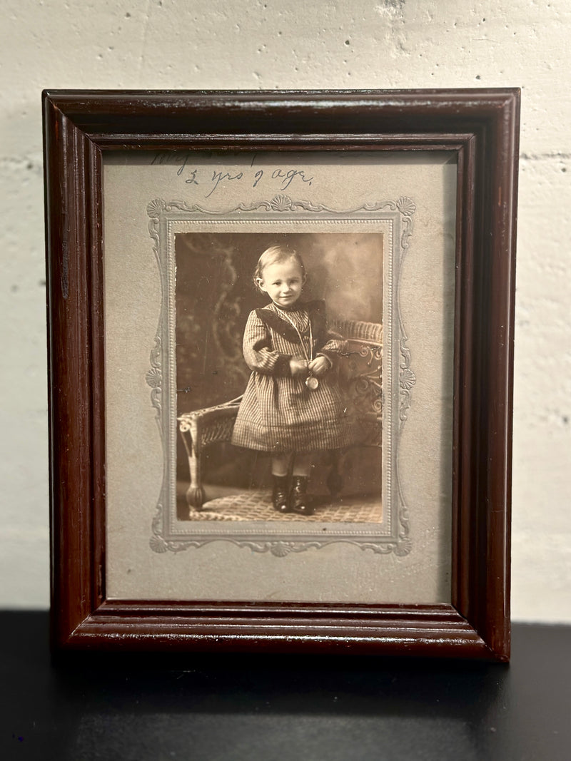 Antique Portrait of Young Girl – c.1900 Cabinet Card with Handwriting | Viridian Eclection