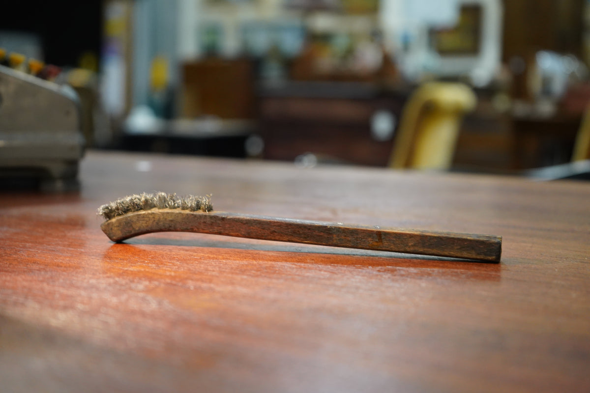 Antique Wood-Handled Wire Scratch Brush, c. 1920s