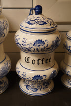 Arnart "Blue Onion" Five-Piece Kitchen Canister Set, Cobalt Zwiebelmuster, c. 1960s–70s