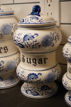 Arnart "Blue Onion" Five-Piece Kitchen Canister Set, Cobalt Zwiebelmuster, c. 1960s–70s