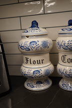 Arnart "Blue Onion" Five-Piece Kitchen Canister Set, Cobalt Zwiebelmuster, c. 1960s–70s