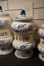 Arnart "Blue Onion" Five-Piece Kitchen Canister Set, Cobalt Zwiebelmuster, c. 1960s–70s