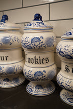 Arnart "Blue Onion" Five-Piece Kitchen Canister Set, Cobalt Zwiebelmuster, c. 1960s–70s