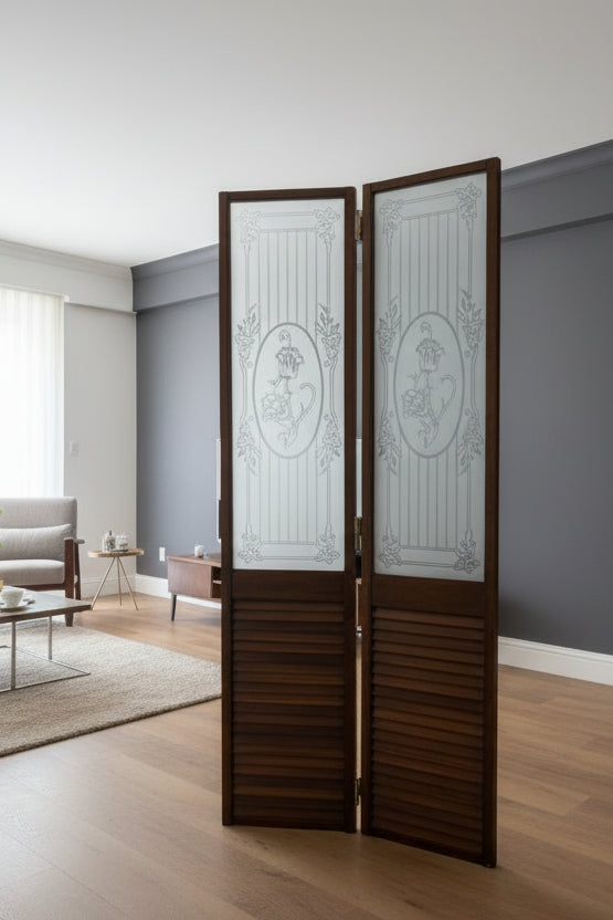 Art Nouveau Etched Glass Bifold Doors, American c.1900–1915