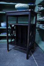 Black Painted Canterbury-Style Magazine / Record Rack Side Table, c. 1920s–1940s