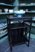 Black Painted Canterbury-Style Magazine / Record Rack Side Table, c. 1920s–1940s