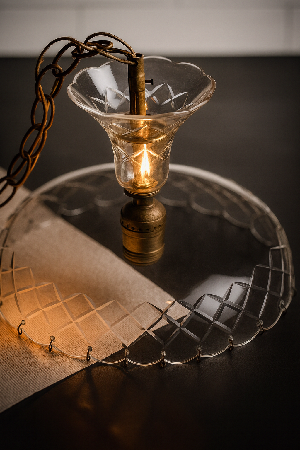 Bohemian Cut-Crystal Pendant Chandelier – Made in Czechoslovakia (c. 1947–1952)