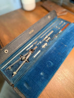c.1940s-1950s Dietzgen Drafting Instrument Set in Original Blue Velvet Case