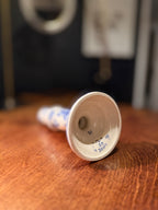 Mid-Century Hand-Painted Delft Blue Candlestick – Tin-Glazed Earthenware from Holland, “D.P. Delft” c. 1950s