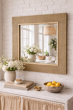 c.1960s Textured Gold Frame Wall Mirror – Mid-Century Modern Rectangular Mirror