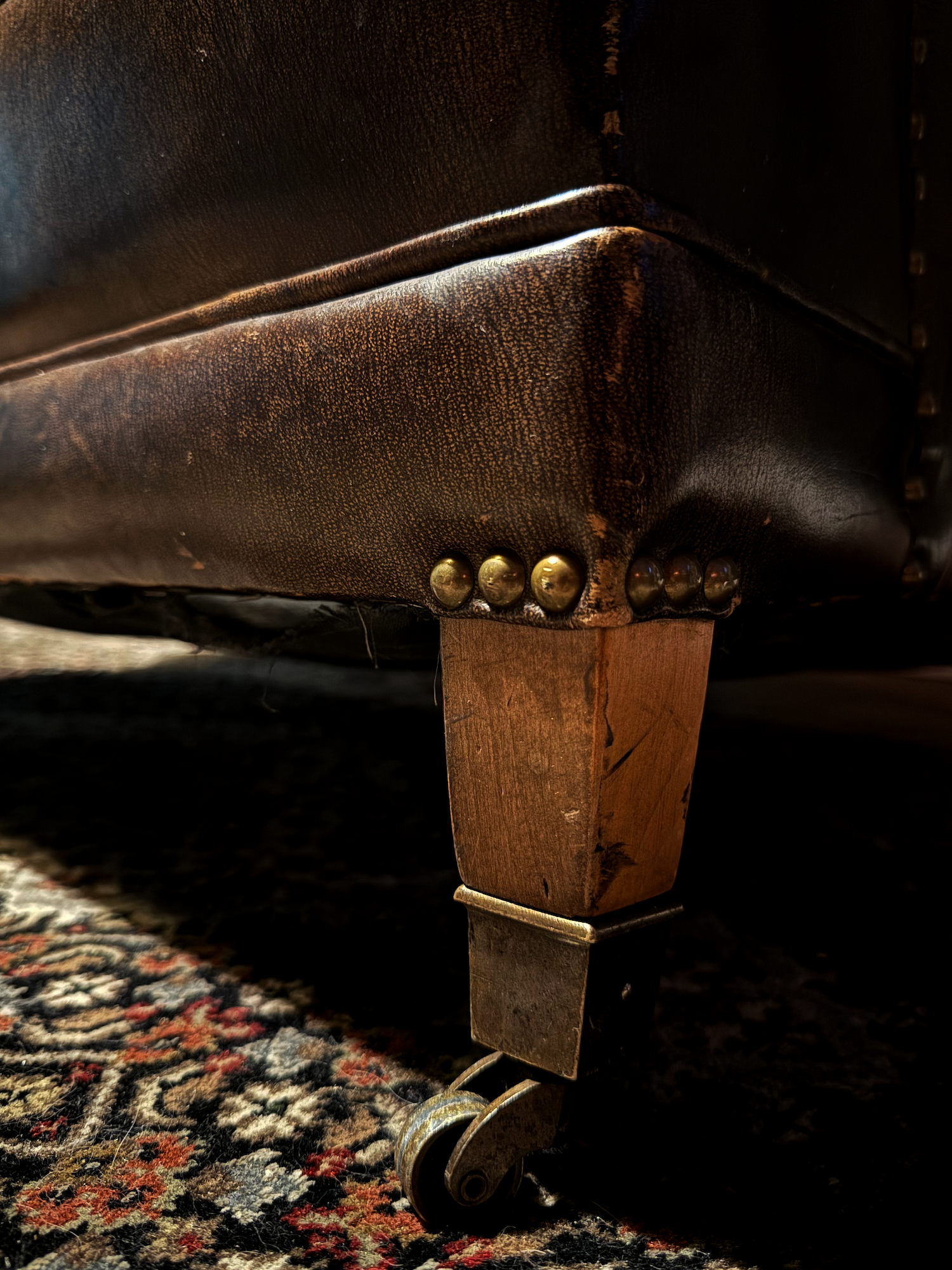 Vintage Leather Club Chair & Ottoman, c. 1930s