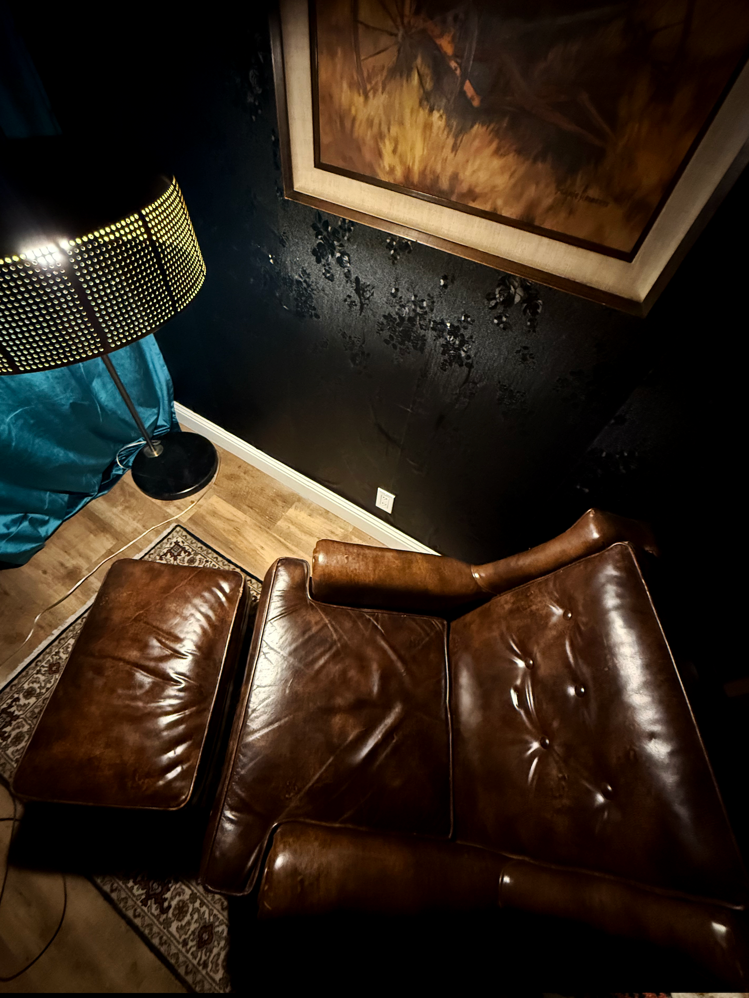 Vintage Leather Club Chair & Ottoman, c. 1930s