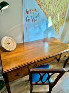 Colonial Revival Writing Desk c.1935 Restored in Sage Stain & Black Walnut | Vintage Wood Desk