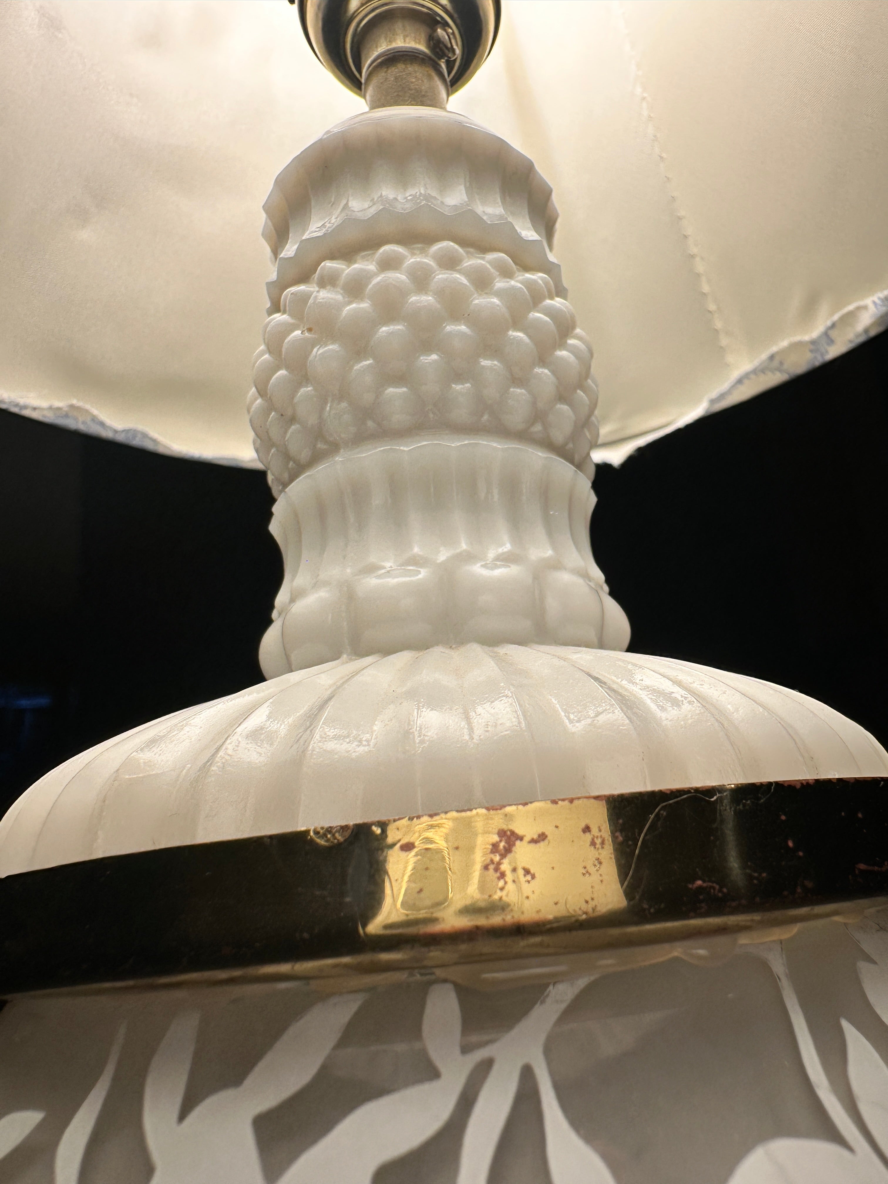 Custom Milk Glass Table Lamp Hand-Assembled Vintage Parts