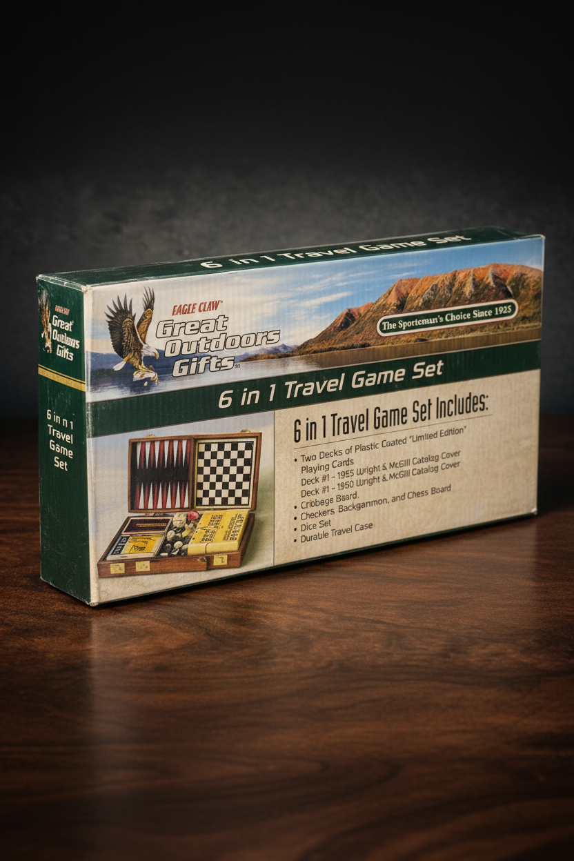 Eagle Claw Great Outdoors Gifts 6-in-1 Travel Game Set in Original Box