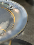 Early 20th-Century Silver Overlay Glass Tazza, Gilt-Rimmed Footed Compote, c. 1910s–1930s
