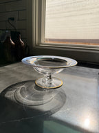 Early 20th-Century Silver Overlay Glass Tazza, Gilt-Rimmed Footed Compote, c. 1910s–1930s
