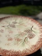 Eaton Signed Pinecone Studio Pottery Bowl, 20th Century Crazed Cream Glaze
