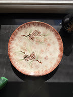 Eaton Signed Pinecone Studio Pottery Bowl, 20th Century Crazed Cream Glaze
