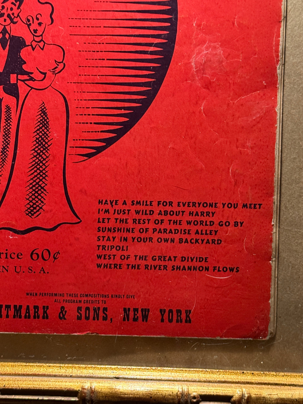 Framed “Old Time Songs” by M. Witmark & Sons, New York – Early 20th Century Sheet Music Collection, c. 1915–1925