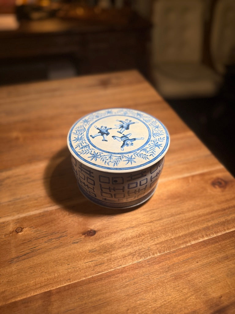 Frisch & Leist Blue & White Tin – Western Germany Folk Dancer Box, c.1950