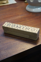 German Wooden Domino Set from a Volksschule (School), Original Graphic Box, c. 1930s–50s