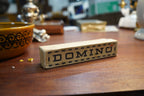 German Wooden Domino Set from a Volksschule (School), Original Graphic Box, c. 1930s–50s