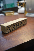 German Wooden Domino Set from a Volksschule (School), Original Graphic Box, c. 1930s–50s
