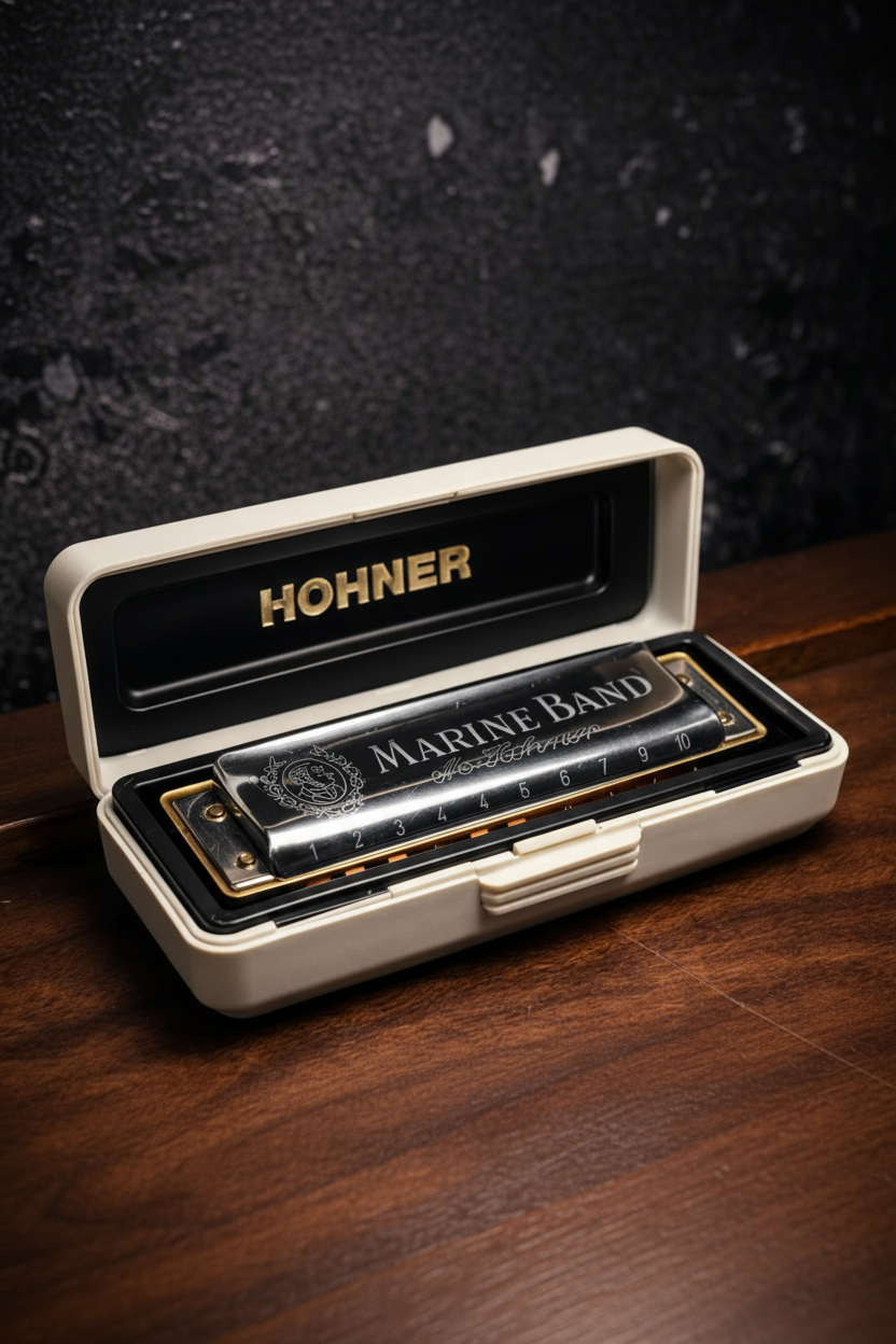 Hohner Marine Band Harmonica No. 1896 with Original Case