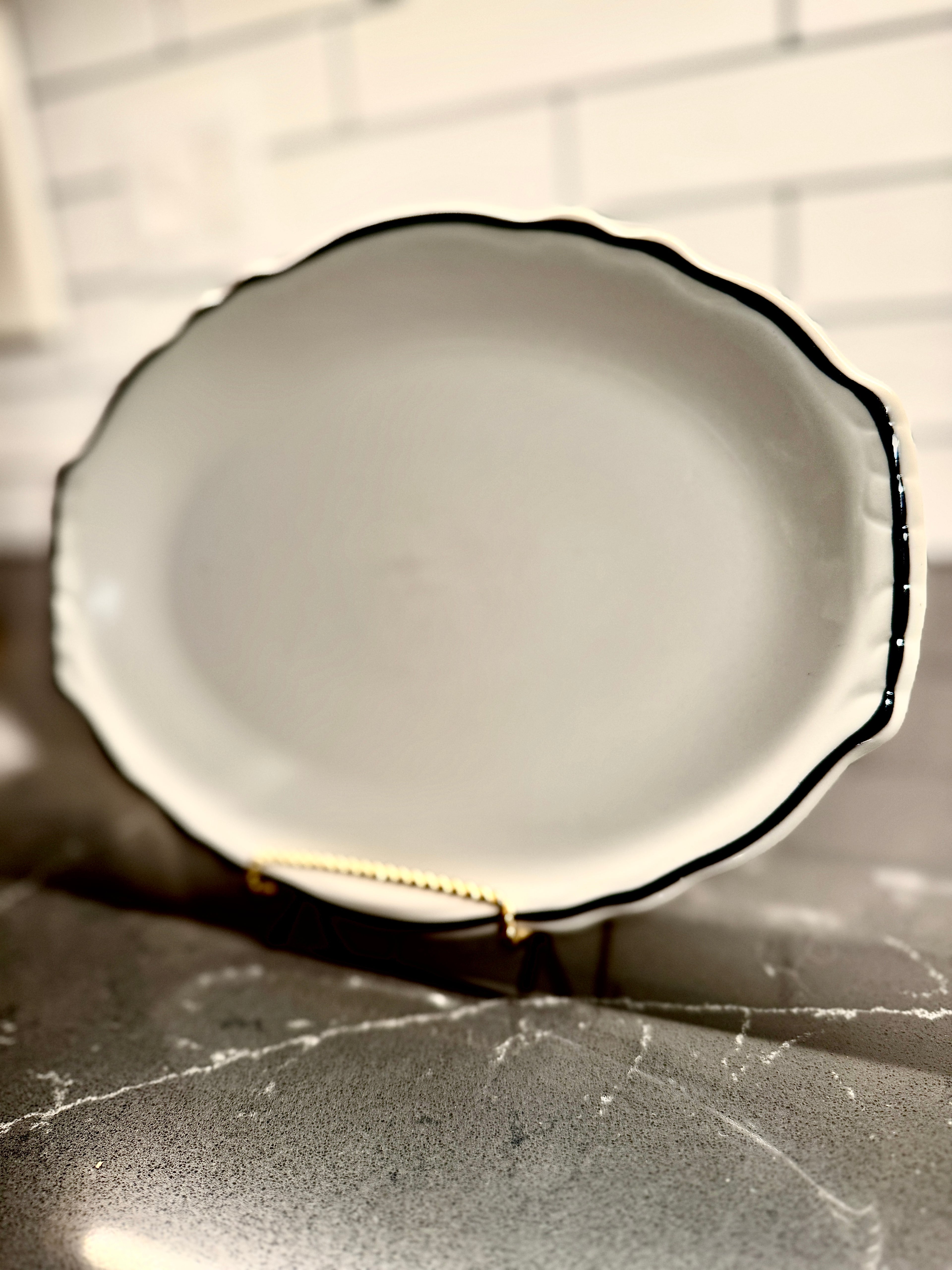 Homer Laughlin “Best China” Black-Rim Scalloped Oval Platter — Mid-Century American Restaurant Ware c. 1959  (set of 5)