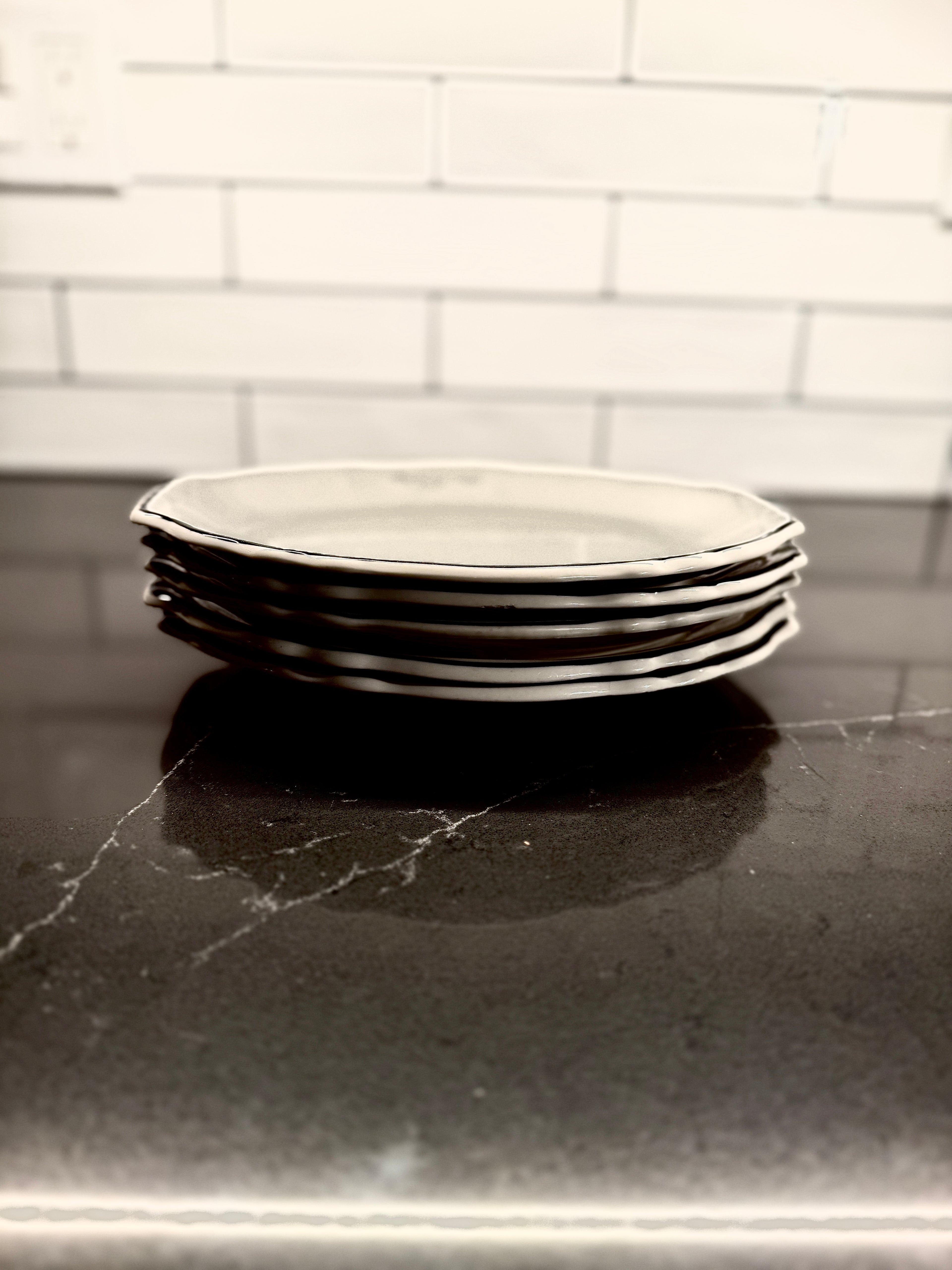 Homer Laughlin “Best China” Black-Rim Scalloped Oval Platter — Mid-Century American Restaurant Ware c. 1959  (set of 5)