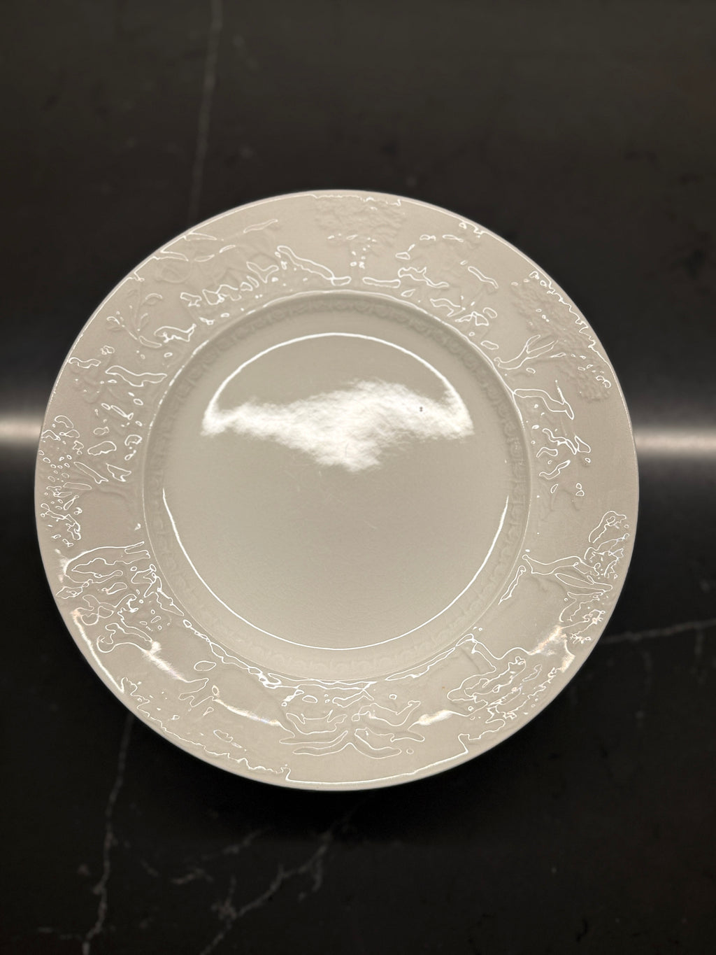 Hunt Club Embossed Creamware Plate – T.G. Green & Co., England, c.1955–1965 (Set Of 7)