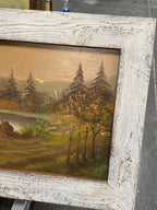 Joseph Capecchi Oil on Wood Impressionist Painting Mountain Fisherman c 1940-1050s