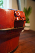 Late Qing Chinese Red Lacquered Wedding Food Basket, c. 1880–1915