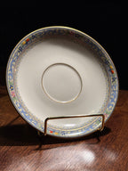 Lenox “Trent” Saucer • Early Art Deco Ivory Porcelain • c. 1918–1923 • Enamel & Gilt (Set Of 2)