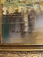 Luminous River Landscape with Birch Trees | Original Oil on Canvas (Framed) Signed Peppard