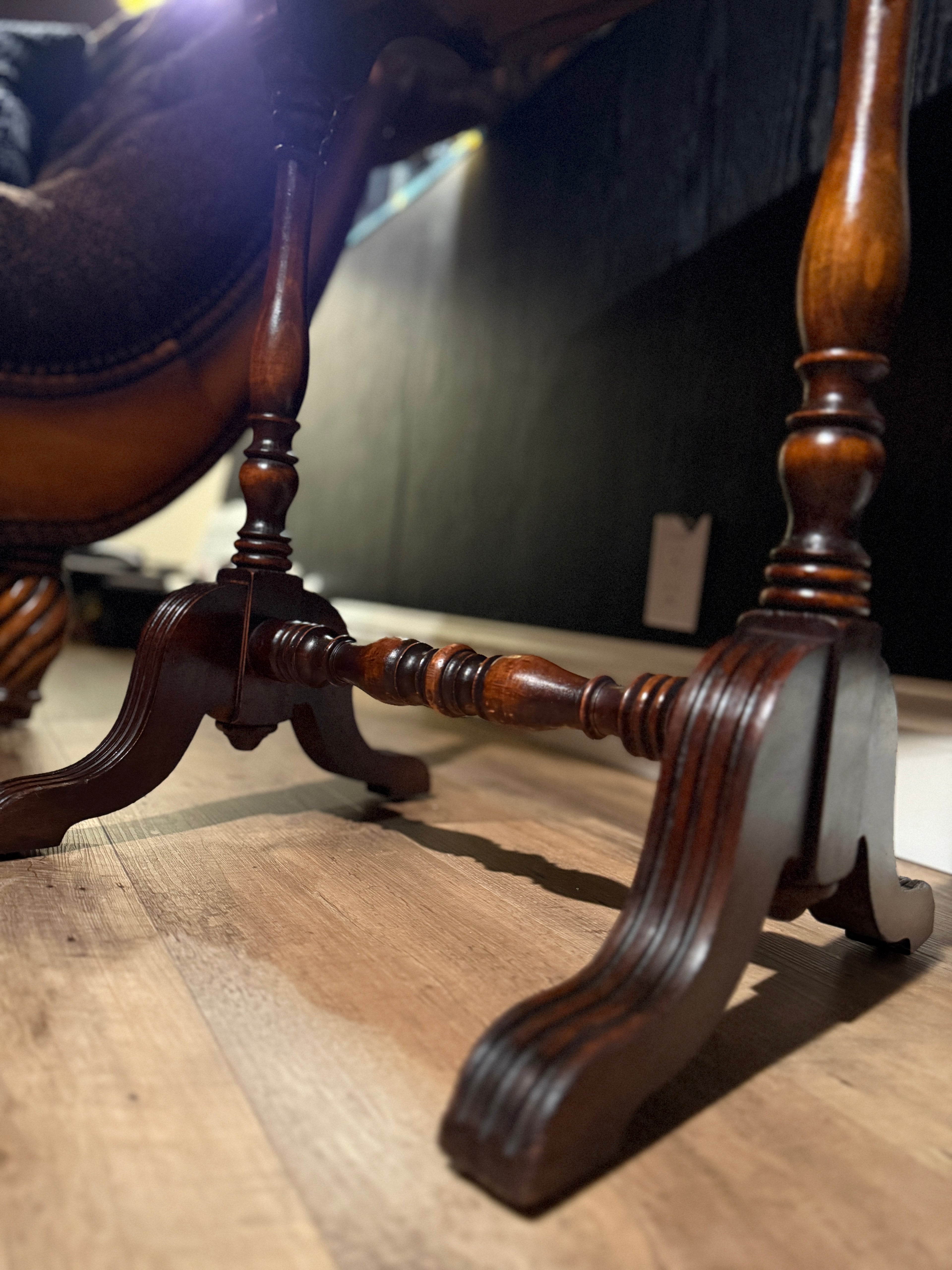 Mahogany Turned-Leg Side Table, c. 1940s