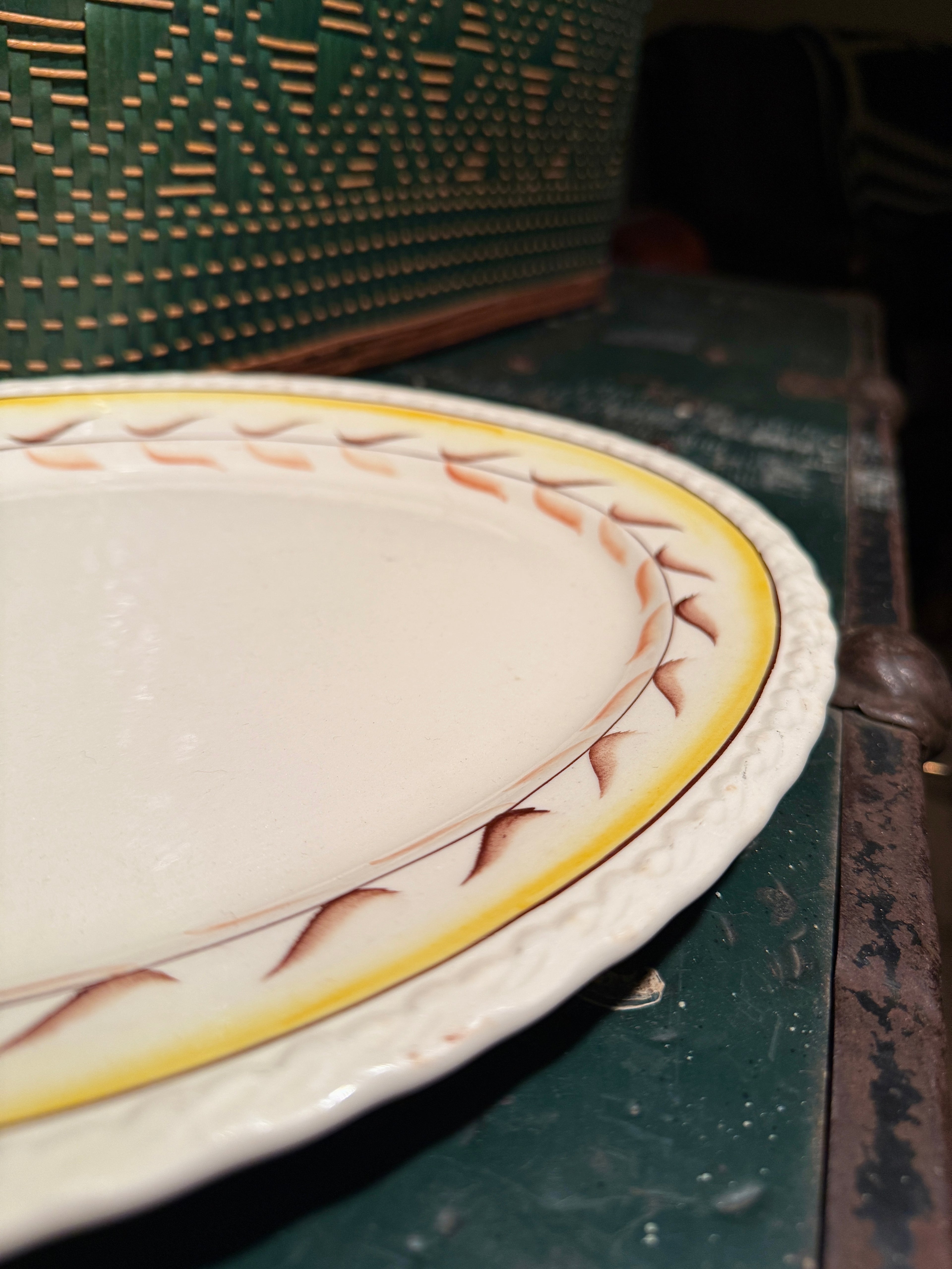 Mid-century California hand-painted ceramic platter by Vernon Kilns, c. 1940s–1950s