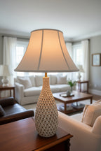 Mid-Century Textured Ceramic Table Lamp with Sculptural Relief Base, c. 1960s