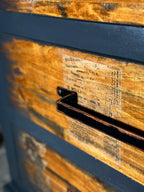 Modern Rustic Black & Wood 5-Drawer Dresser | Solid Pine, Hand-Refinished Tall Chest
