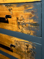 Modern Rustic Black & Wood 5-Drawer Dresser | Solid Pine, Hand-Refinished Tall Chest