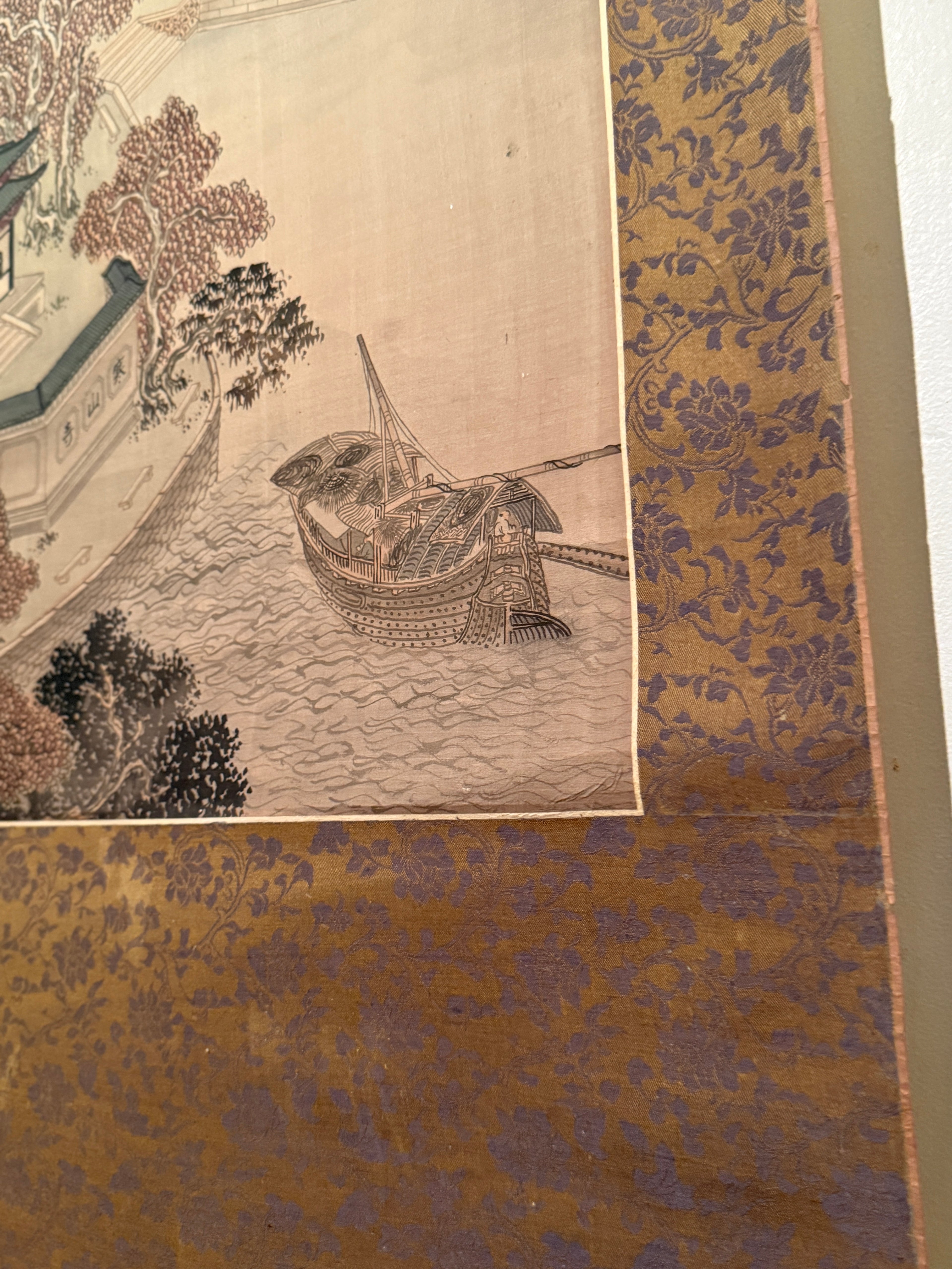 Monumental Republic Period Chinese Hanging Scroll Landscape, 6' x 3', c. 1912-1940