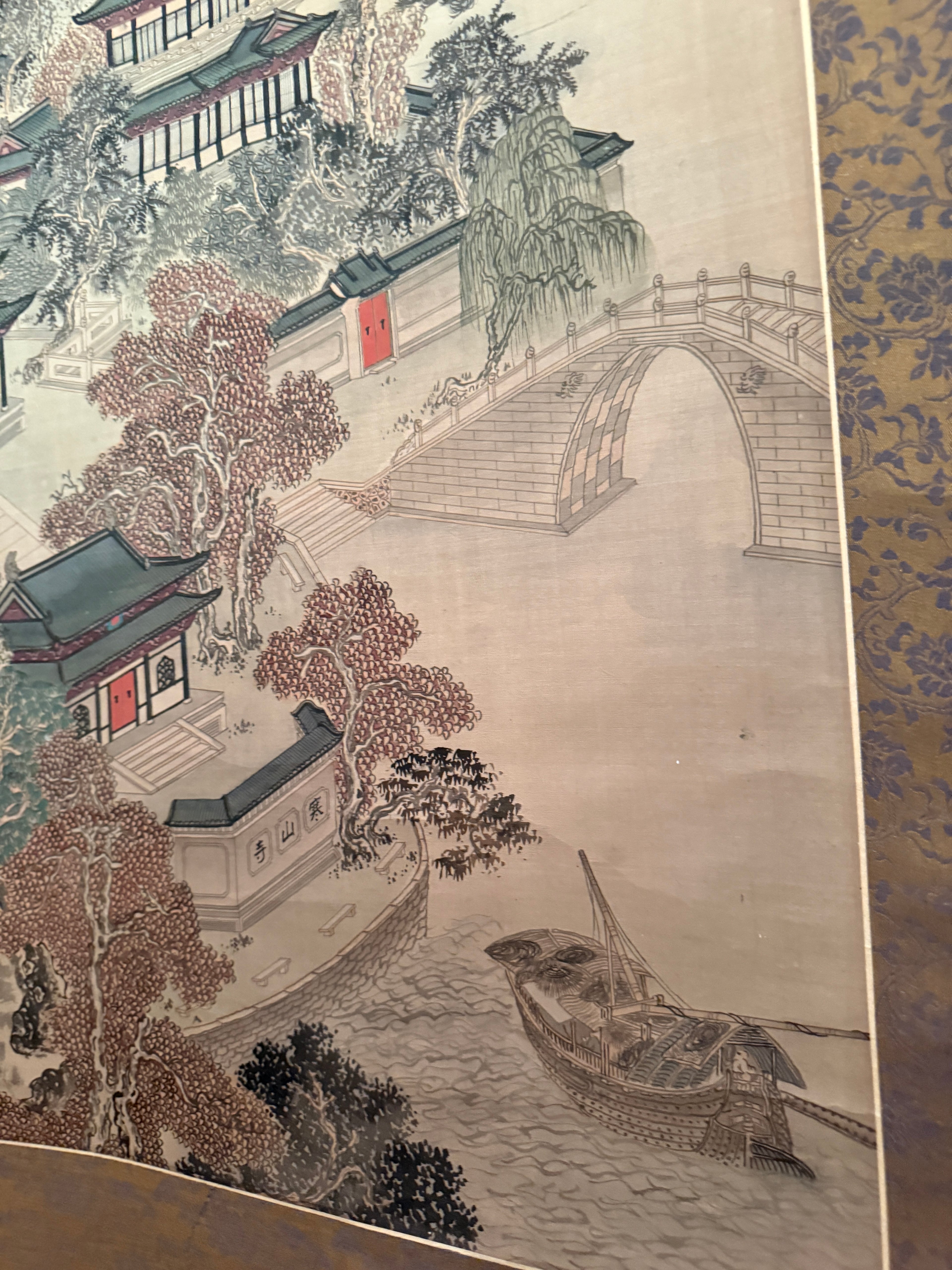 Monumental Republic Period Chinese Hanging Scroll Landscape, 6' x 3', c. 1912-1940