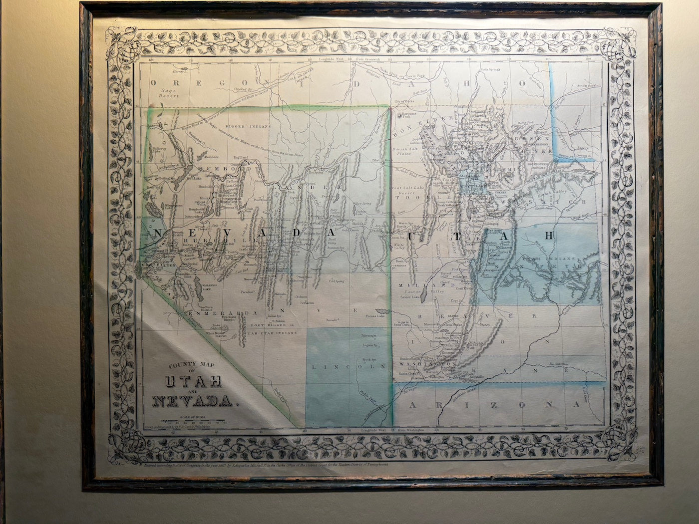 1867 S. Augustus Mitchell “County Map of Utah and Nevada”
